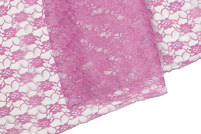MDS Pack of 5 Wedding 12 x 108 inches Lace Table Runner for Wedding, Decorations for Birthday Parties, Banquets, Graduations, Engagements, and Runners fit Rectangle, Round Table- Dusty Pink