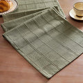 Linen Checked Farmhouse Table Runner, 13x60 Inches Olive | Raised Grid Design by ZEEMARTONLINE