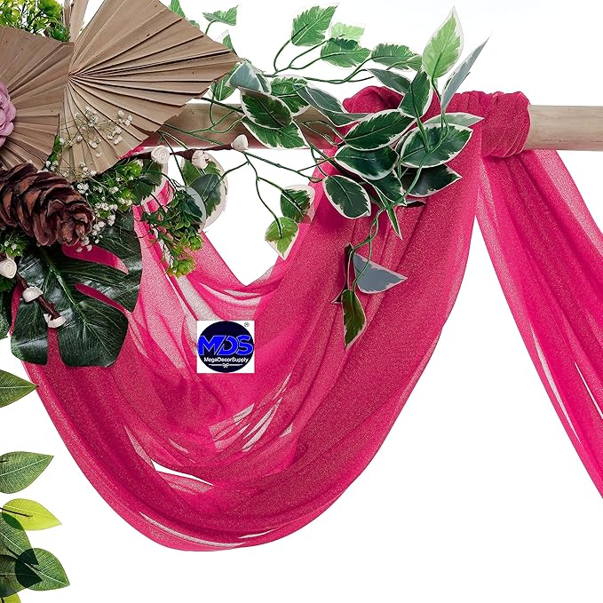 MDS Halloween Chiffon Draping Fabric - 1 Panel, 30" Wide x 100ft Long - Sheer Spooky Arbor & Canopy Drapery for Haunted House Backdrops, Party Ceilings, DIY Costumes & Themed Events - Hot Pink