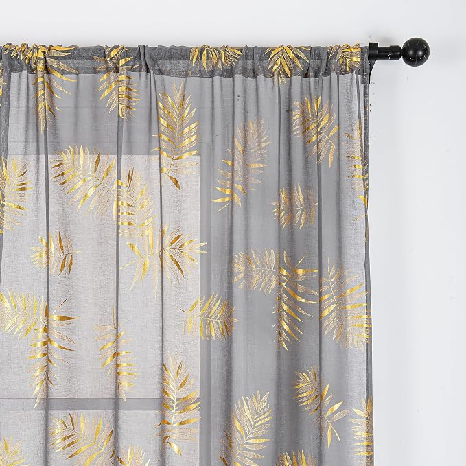 Sutuo Home Dark Grey Sheer Curtains 84 Inches Long 2 Panels Set, Window - Image 4