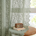 Bujasso Sage Green Lace Sheer Curtains 84 inch Length by Bujasso
