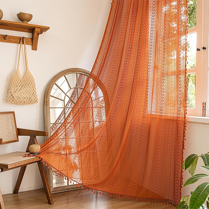 Sutuo Home Boho Curtains for Bedroom Living Room Kitchen, Crochet Lace Sheer by SutuoHome