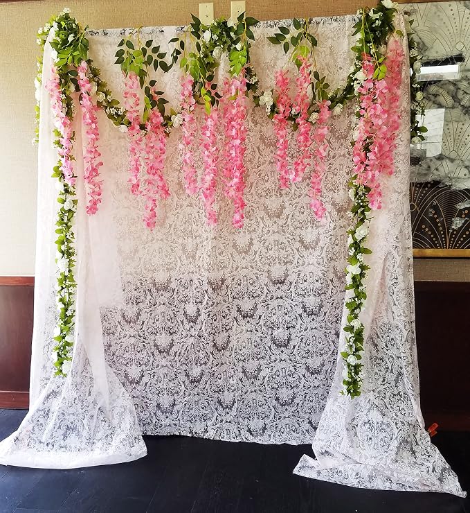 Artificial Wisteria Hanging Flowers-Fake Wisteria Flower Garland Silk Vines - Image 6