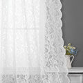 Bujasso White Sheer Lace Curtains 63 inch Vintage Floral Sheer Window Curtain by Bujasso