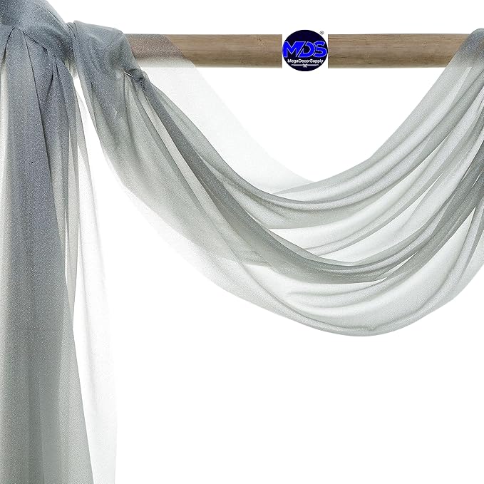 MDS Halloween Chiffon Draping Fabric - 2 Panel, 30" Wide x 75ft Long - Sheer Spooky Arbor & Canopy Drapery for Haunted House Backdrops, Party Ceilings, DIY Costumes & Themed Events - Gray