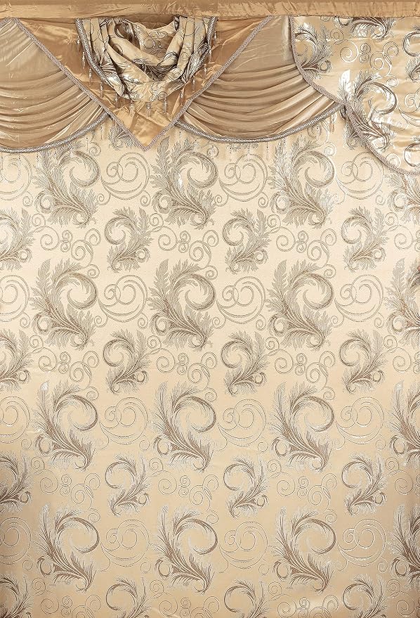 GLORY RUGS Jacquard Luxury Window 2 Panel Set Taupe Curtain - Image 6