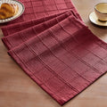 ZeeMart Linen Checked Farmhouse Table Runner, 13x72 Inches Burgundy | Raised by ZEEMARTONLINE