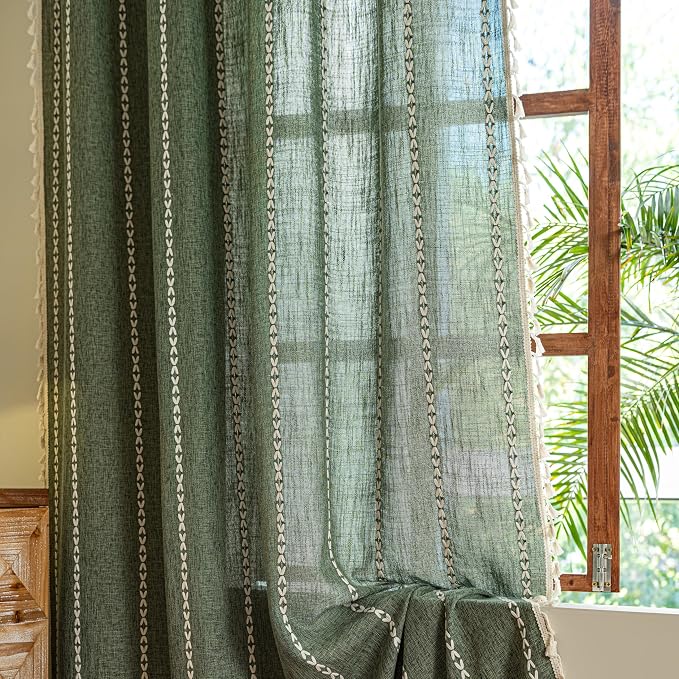 Sutuo Home Boho Linen Curtains for Living Room Laundry Room, Light-Filtering - Image 7