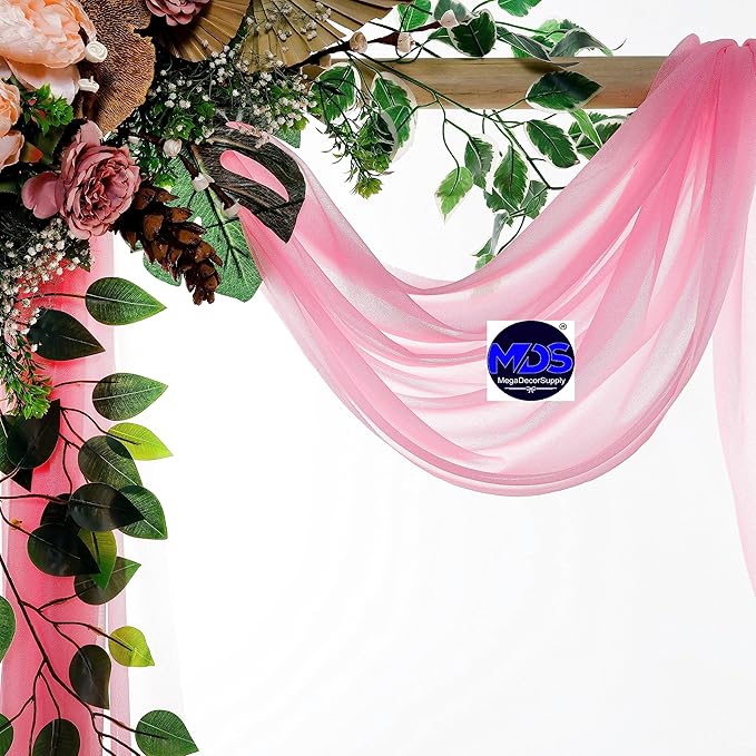 MDS Halloween Chiffon Draping Fabric - 1 Panel, 30" Wide x 20ft Long - Sheer Spooky Arbor & Canopy Drapery for Haunted House Backdrops, Party Ceilings, DIY Costumes & Themed Events - Coral