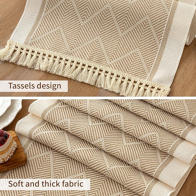 Table Runners 107 Inches,Waterproof Boho Table Runner with Tassel Fringe,Table Runner for Party Coffee Table