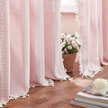 Linen Boho Pink Embroidered Curtains by BCLBUSTE