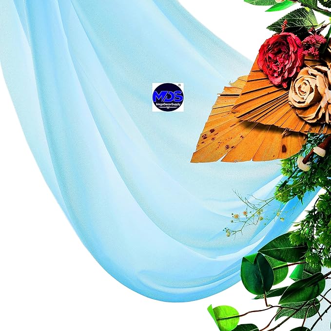 MDS Halloween Chiffon Draping Fabric - 2 Panel, 30" Wide x 75ft Long - Sheer Spooky Arbor & Canopy Drapery for Haunted House Backdrops, Party Ceilings, DIY Costumes & Themed Events - Turquoise