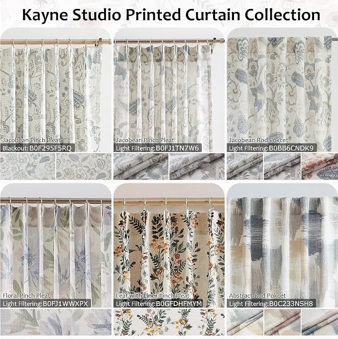 Kayne Studio Blue Grey Jacobean Floral Rod Pocket Semi Sheer Curtains 84" L | - Image 7