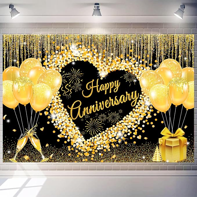 7x5 ft Floral Anniversary Backdrop Banner - Image 2