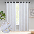 Taisier Home Gold Foil Print Linen Textured Curtains Geometric Dots Pattern by TaisierHome