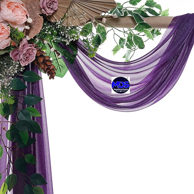 MDS Halloween Chiffon Draping Fabric - 1 Panel, 30" Wide x 20ft Long - Sheer Spooky Arbor & Canopy Drapery for Haunted House Backdrops, Party Ceilings, DIY Costumes & Themed Events - Cadbury Purple