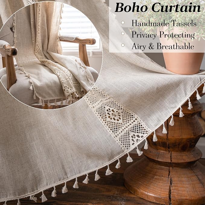 Sutuo Home Boho Curtains for Bedroom Nursery, Bohemian Semi-Blackout Geometric - Image 4