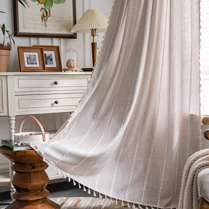Sutuo Home Boho Curtain for Bedroom 84 Inch Length, Light Filtering Farmhouse by SutuoHome