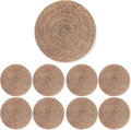 13.8" Set of 8 Brown Seagrass Woven Round Placemats by DaiVuCrafts