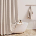 60x72 Boho Farmhouse Linen Heavy Duty Shower Curtain Set, Tan/Taupe | Narrow by ShowerCurtain