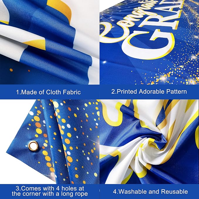KatchOn Graduation Decorations 2026 Congrats Grad Banner 72x44 Inch | Blue - Image 5