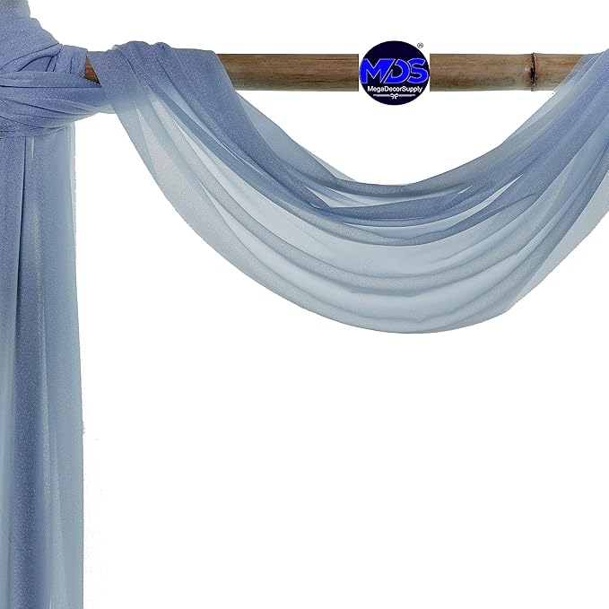 MDS Halloween Chiffon Draping Fabric - 2 Panel, 30" Wide x 50ft Long - Sheer Spooky Arbor & Canopy Drapery for Haunted House Backdrops, Party Ceilings, DIY Costumes & Themed Events - Dusty Blue