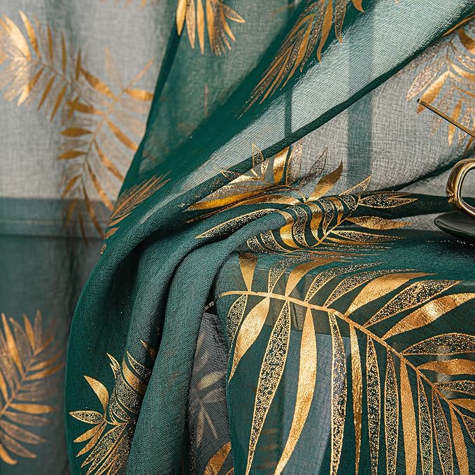 Sutuo Home Dark Green Sheer Curtains 63 Inch Length 2 Panels Set, Privacy - Image 7