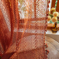 WAZZIO Boho Lace Curtains 102 Inches 2 Panel, Light Filtering Privacy Tassel & by WAZZIO