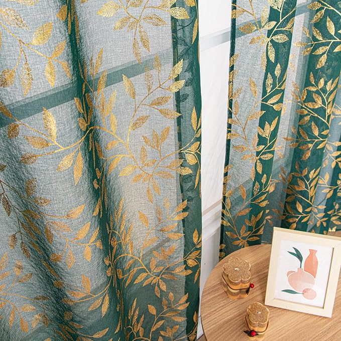 Sutuo Home Dark Green Sheer Curtains 63 Inch Length 2 Panels Set, Privacy - Image 5