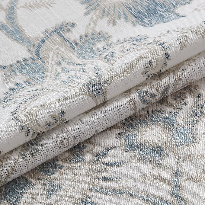 Kayne Studio Blue Grey Floral Botanical Rod Pocket Semi Sheer Curtains 95"L | - Image 5