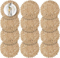 13.8" Corn Husk Woven Round Placemats Set of 12 by DaiVuCrafts