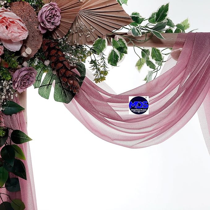 MDS Halloween Chiffon Draping Fabric - 1 Panel, 30" Wide x 40ft Long - Sheer Spooky Arbor & Canopy Drapery for Haunted House Backdrops, Party Ceilings, DIY Costumes & Themed Events - Mauva