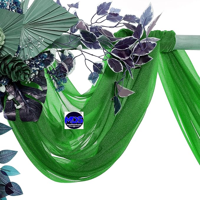 MDS Halloween Chiffon Draping Fabric - 1 Panel, 30" Wide x 30ft Long - Sheer Spooky Arbor & Canopy Drapery for Haunted House Backdrops, Party Ceilings, DIY Costumes & Themed Events - Green