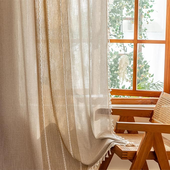 Sutuo Home Boho Curtains for Bedroom Dining Room, Farmhouse Vintage Chic Light - Image 7