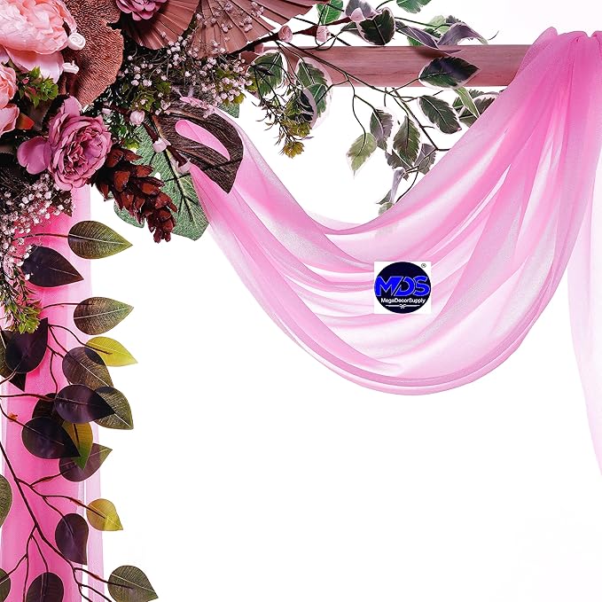 MDS Halloween Chiffon Draping Fabric - 2 Panel, 30" Wide x 75ft Long - Sheer Spooky Arbor & Canopy Drapery for Haunted House Backdrops, Party Ceilings, DIY Costumes & Themed Events - Bubblegum Pink