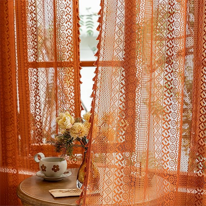 Sutuo Home Boho Lace Curtains 2 Panel Sets - Image 2