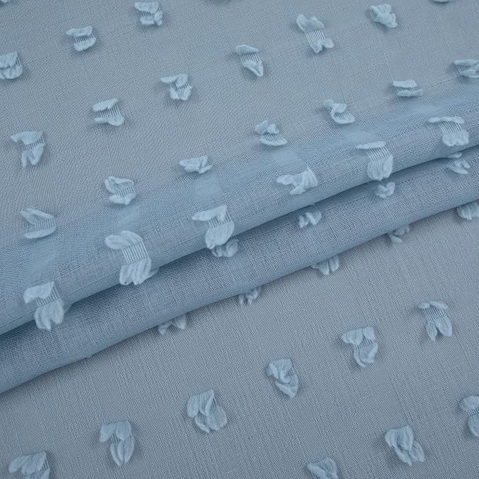 KOUFALL Light Blue Curtains for Living Room 96 Inches Long, Sheer Chambray - Image 4