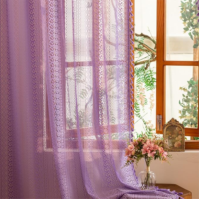 Sutuo Home Lavendar Boho Lace Curtains - Image 7