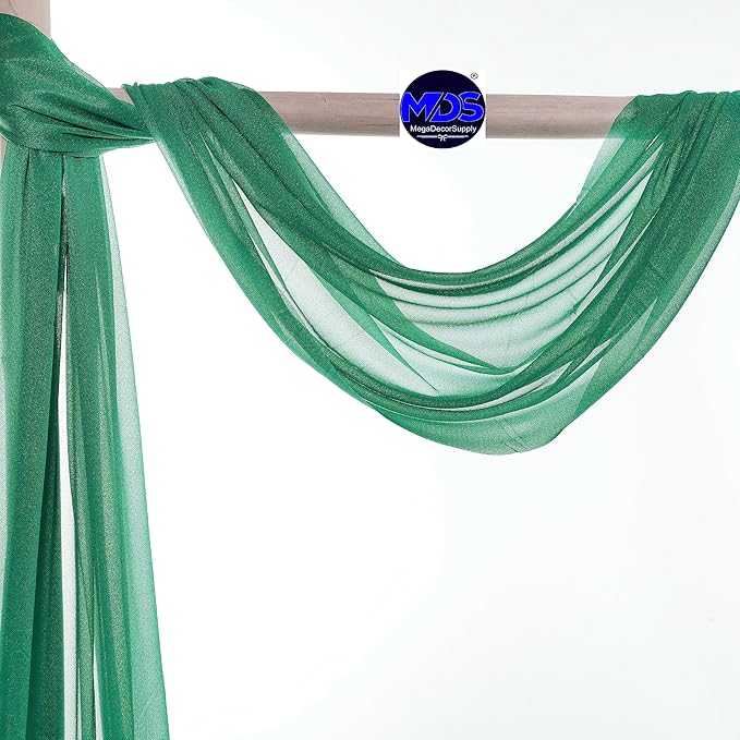 MDS Halloween Chiffon Draping Fabric - 1 Panel, 30" Wide x 20ft Long - Sheer Spooky Arbor & Canopy Drapery for Haunted House Backdrops, Party Ceilings, DIY Costumes & Themed Events - Emerald Green