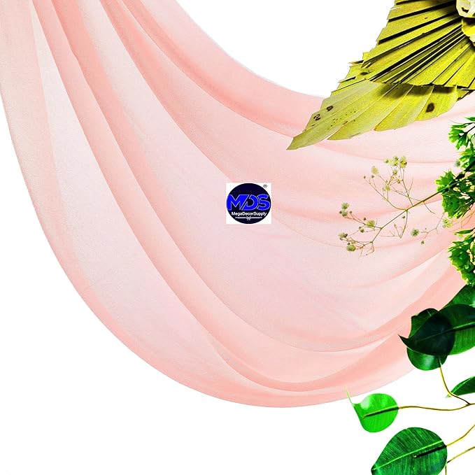 MDS Halloween Chiffon Draping Fabric - 2 Panel, 30" Wide x 20ft Long - Sheer Spooky Arbor & Canopy Drapery for Haunted House Backdrops, Party Ceilings, DIY Costumes & Themed Events - Peach