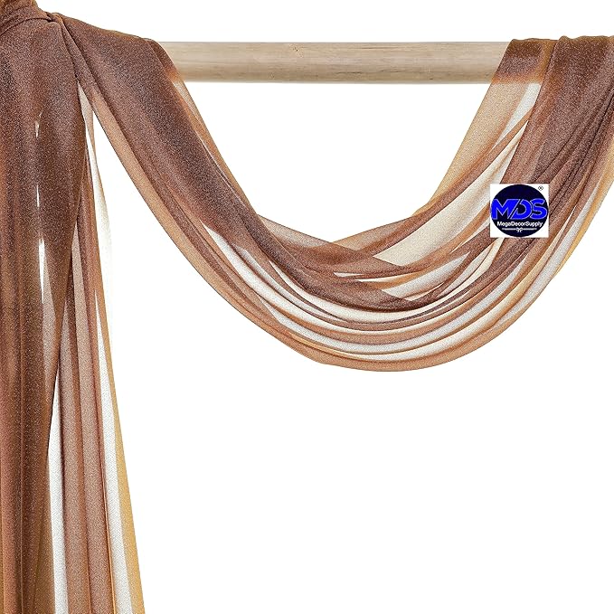 MDS Halloween Chiffon Draping Fabric - 1 Panel, 30" Wide x 75ft Long - Sheer Spooky Arbor & Canopy Drapery for Haunted House Backdrops, Party Ceilings, DIY Costumes & Themed Events - Mocha