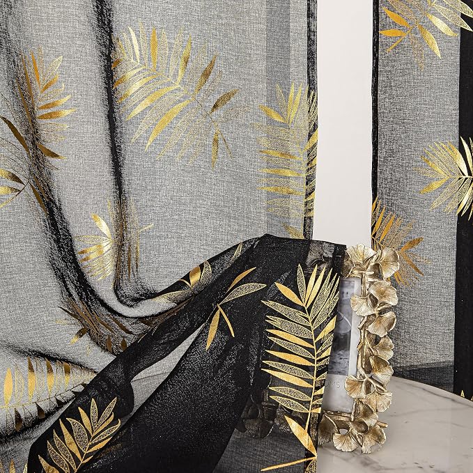 Sutuo Home Black Sheer Curtains 84 Inches Long 2 Panels Set, Privacy Window - Image 6
