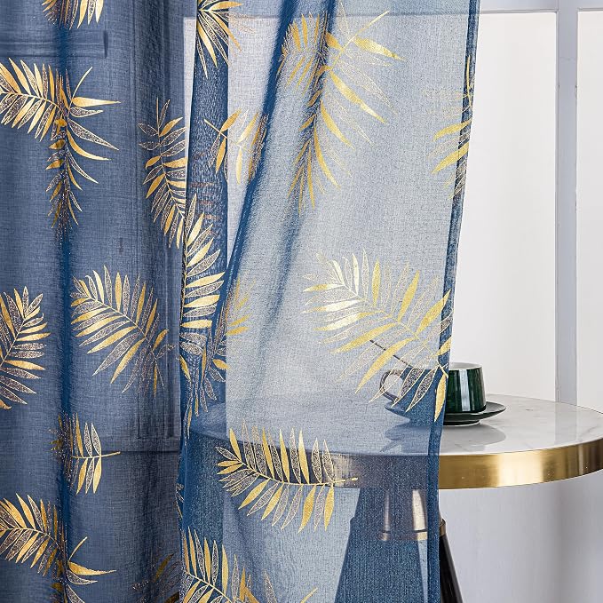 Sutuo Home Navy Blue Sheer Curtains 96 Inches Long 2 Panels Set, Window - Image 6