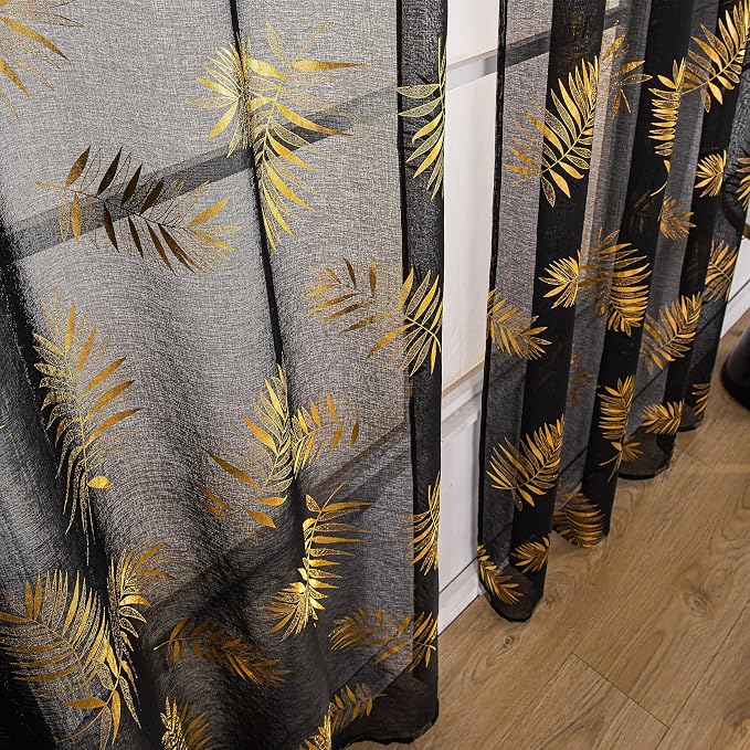 Sutuo Home Black Sheer Curtains 84 Inches Long 2 Panels Set, Privacy Window - Image 5