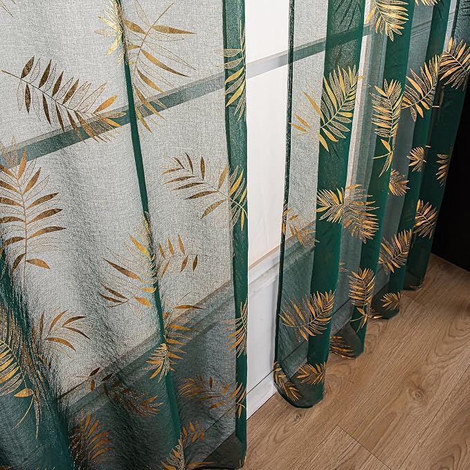 Sutuo Home Dark Green Sheer Curtains 63 Inch Length 2 Panels Set, Privacy - Image 5