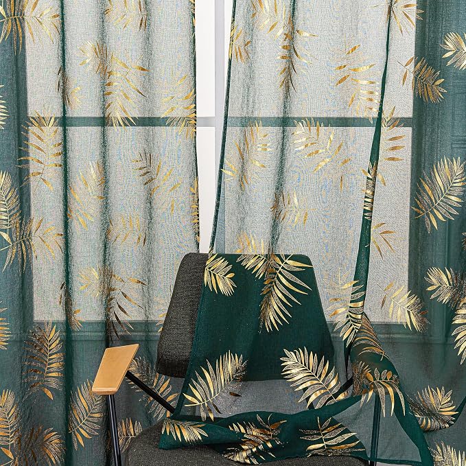 Sutuo Home Dark Green Sheer Curtains 84 Inches Long 2 Panels Set, Window by SutuoHome