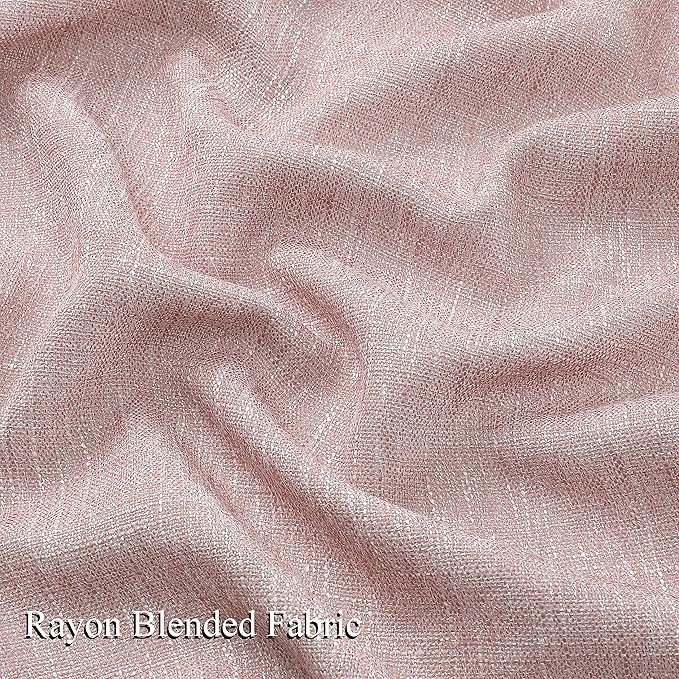 Vision Home Pink Pinch Pleated Semi Sheer Curtains for Girls Bedroom Living Room Textured Light Filtering Window Curtains 102 inch Rayon Blended Pinch Pleat Pink Drapes with Hooks 2 Panels 40"Wx102"L