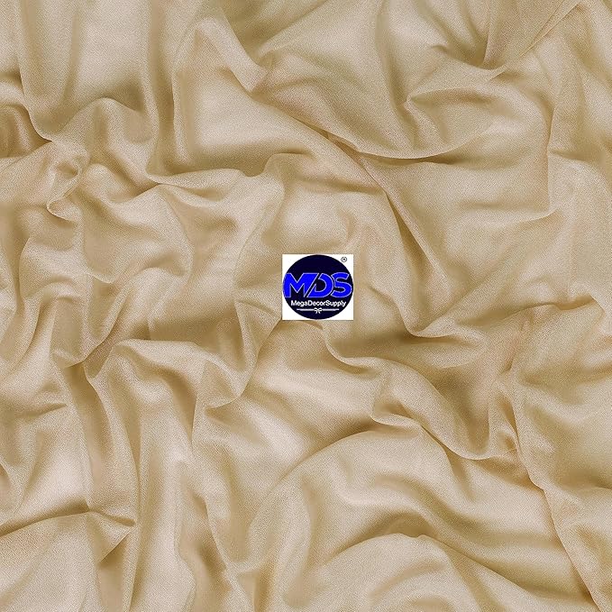 MDS Halloween Chiffon Draping Fabric - 2 Panel, 30" Wide x 100ft Long - Sheer Spooky Arbor & Canopy Drapery for Haunted House Backdrops, Party Ceilings, DIY Costumes & Themed Events - Champagne Gold