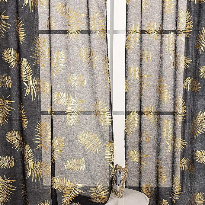 Sutuo Home Black Sheer Curtains 96 Inches Long 2 Panels Set, Privacy Window by SutuoHome