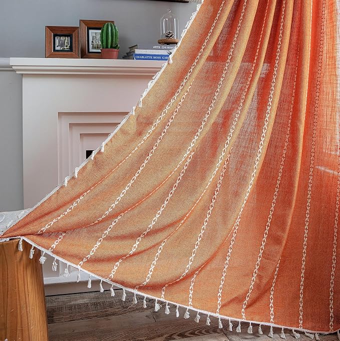 Sutuo Home Orange Boho Curtains - Image 4